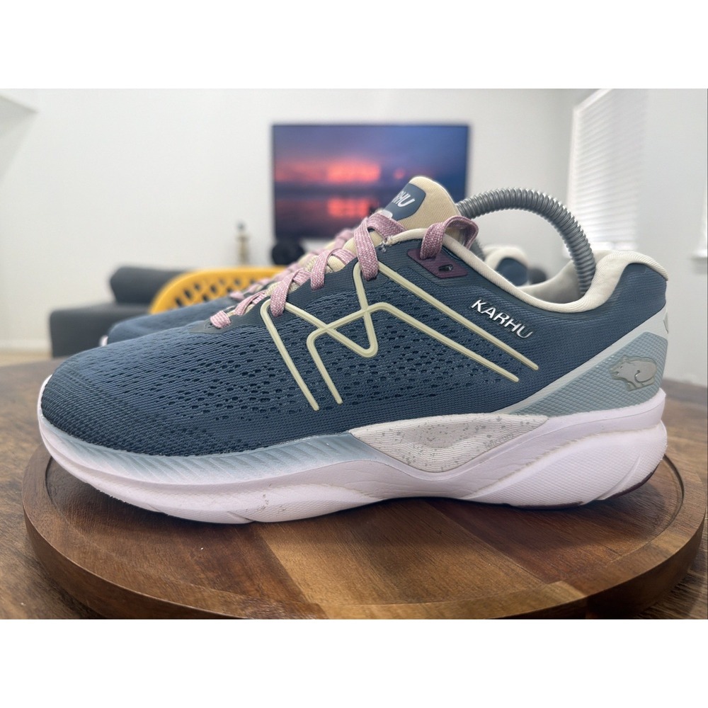 Karhu Fusion Ortix 3.5 Women Size 10 Running Shoes Blue Mirage Chino Green Pink
